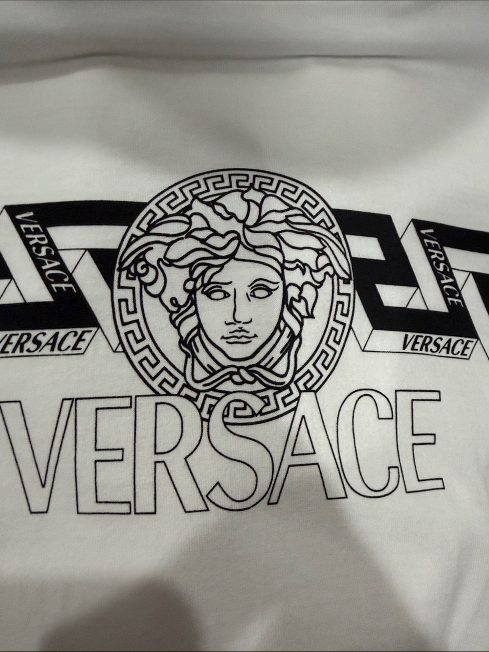 Versace White Tee with Black Medusa Logo authentic
